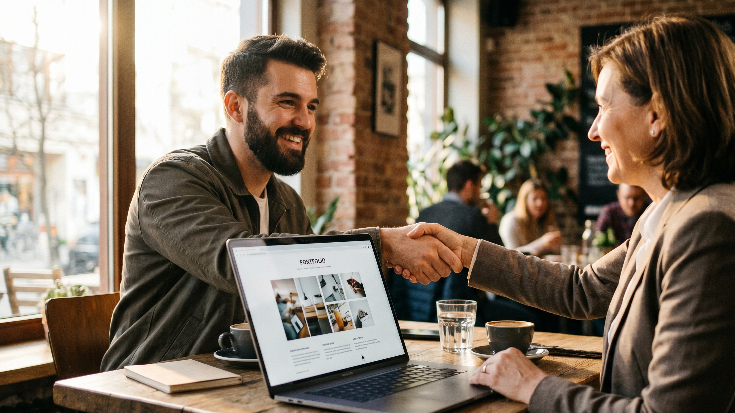 Freelancer meeting with a client