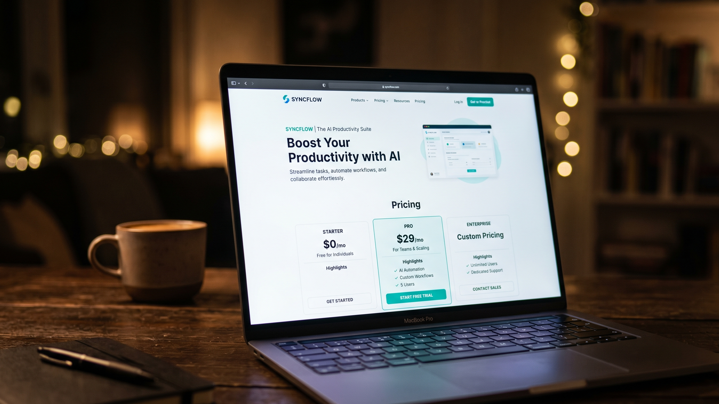 Digital product interface on a desktop screen